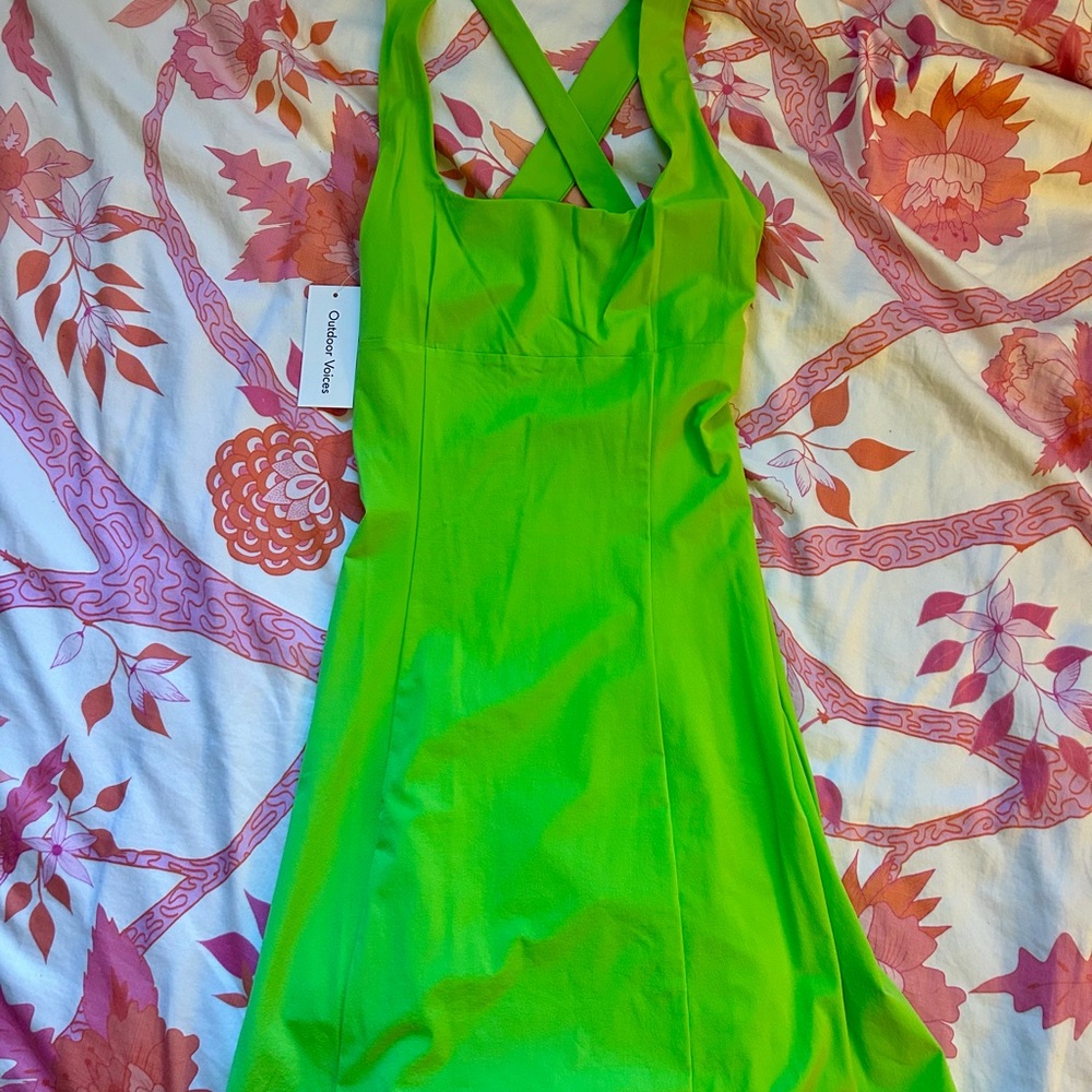 Outdoor Voices Vibrant Green cross back tennis Dress
